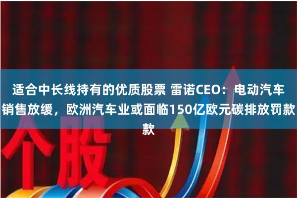 适合中长线持有的优质股票 雷诺CEO：电动汽车销售放缓，欧洲汽车业或面临150亿欧元碳排放罚款