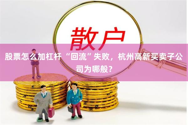 股票怎么加杠杆 “回流”失败，杭州高新买卖子公司为哪般？
