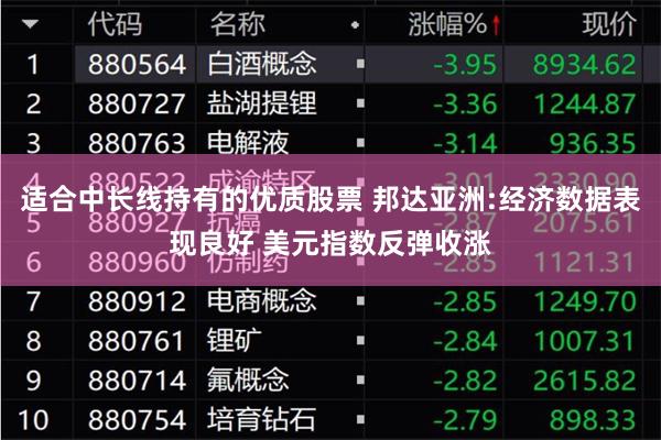 适合中长线持有的优质股票 邦达亚洲:经济数据表现良好 美元指数反弹收涨